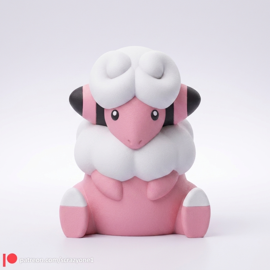 Flaaffy 3D printed chibi figure - studio hero shot