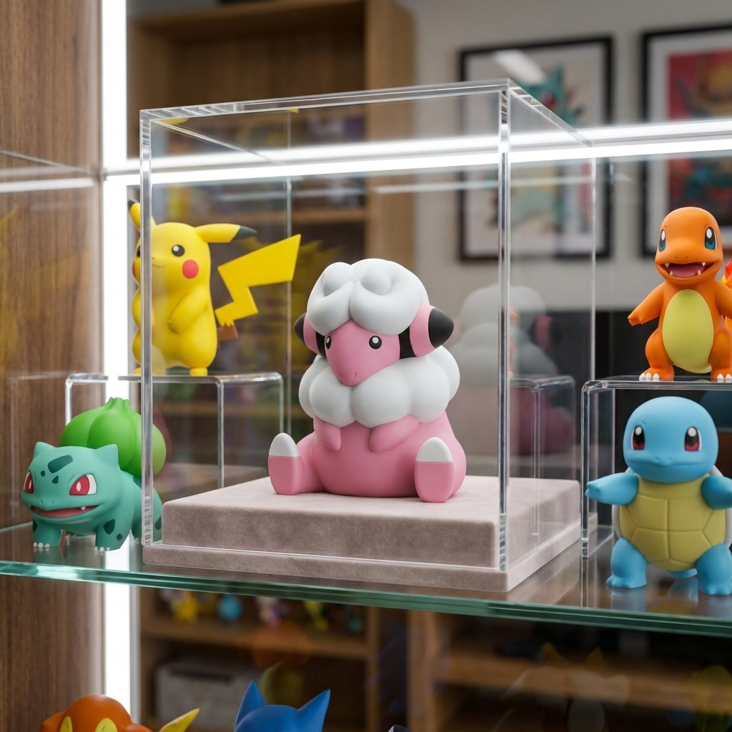 Flaaffy 3D printed figure in display case