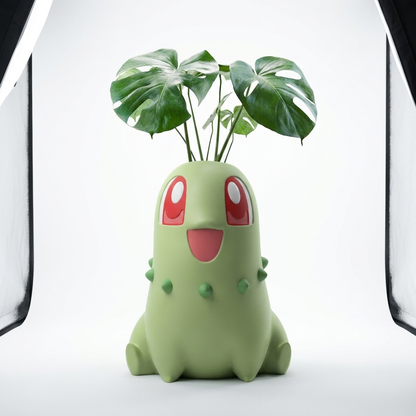 Chikorita 3D printed chibi figure - studio hero shot