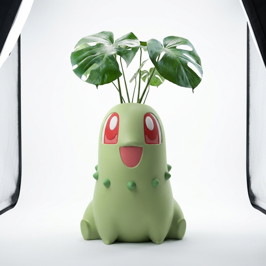 Chikorita 3D printed chibi figure - studio hero shot
