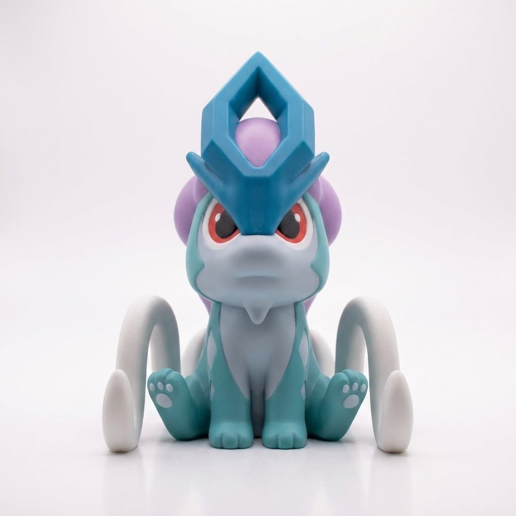 Chibi Suicune 3D printed figure - studio hero shot
