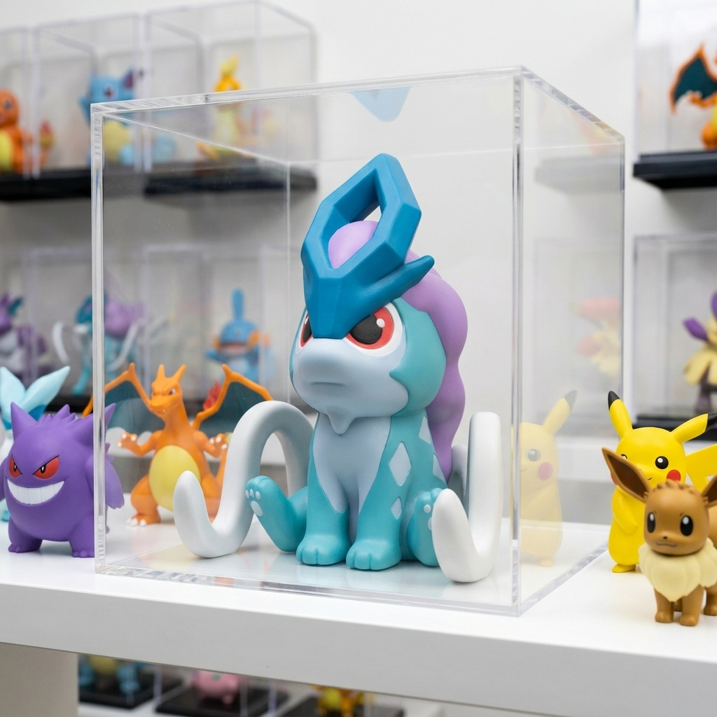 Chibi Suicune 3D printed figure - display case