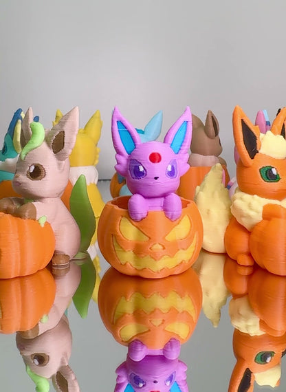 Eeveelution Witch Halloween Pokemon Set, 3D Printed Pumpkin Collectible